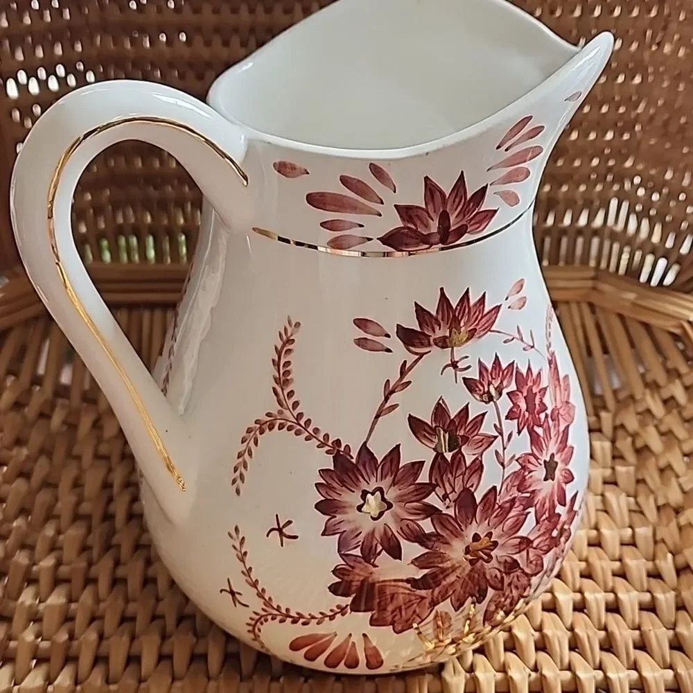 Floral Pitcher Gold Tone Accent